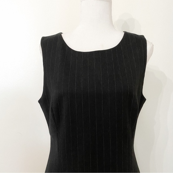 Lk BENNETT VINTAGE  DARK GREY PINSTRIPES SLEEVELESS SHEATH FORMAL DRESS - Picture 4 of 10
